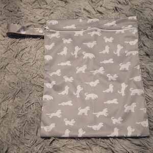 Gray Wet Bag with White Animal Print